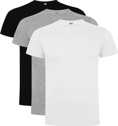 3 Pack Roly Atomic Basic T-Shirt 100% biologisch katoen Ronde hals Wit, Grijs, Zwart Maat S