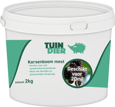 Kersenboom mest | Kersenboom voeding | 100% natuurlijk | In handige bewaaremmer | 2.000 gram | 2 kilogram | TUIN-DIER