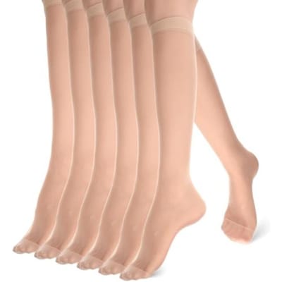 6 Paires de Collants Mi-hauts Pour Femmes, Bas Mi-hauts en Nylon Pour Femmes, Chaussettes Longues Pour Uniforme de Travail Robe white