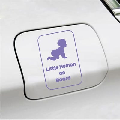 Bumpersticker - Little Human On Board - 15 X 10 - Paars