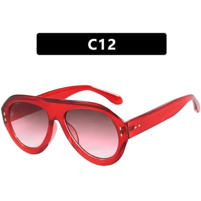 Nouveaux Lunettes de Soleil Pilote Oversize Ins Mode Populaire Lunettes de Soleil Rouges à Rivets Rétro Lunettes d'Extérieur Mode Féminine UV400 As Picturte