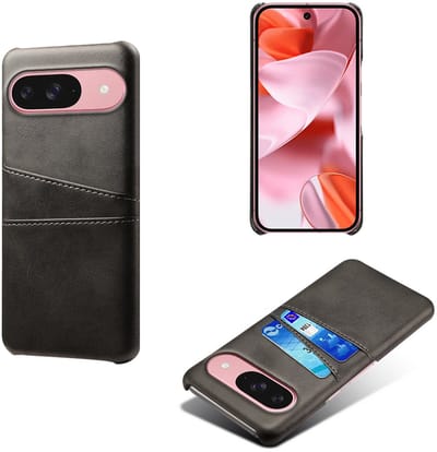 Back Cover met Opbergvakjes + Glas Screenprotector voor Google Pixel 10 / 10 Pro _ Zwart