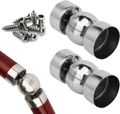 2 Stuks RVS Pijpconnectoren 50mm - Ultra Dun 0.4mm Universele Leuning voor Trap - Bevestigingsaccessoires Inclusief 8 Schroeven en Montagehandleiding