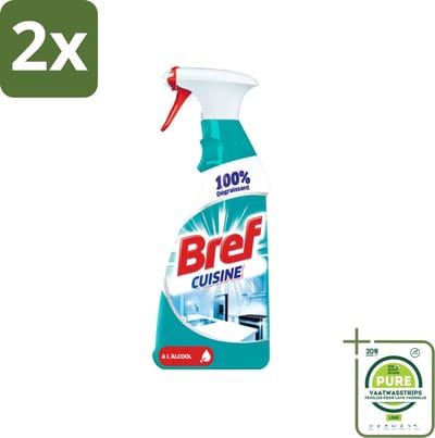 Bref Keuken - Reinigingsspray - Ontvetter - Met Alcohol - 750 ml - Voordeelverpakking - 2 stuks - Keukenreiniger - Ontvetter