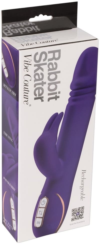 Vibe Couture – Oplaadbare Rabbit Skater Stoot Vibrator met Stimulatie Ribbels en Eikel – 23 cm – Paars