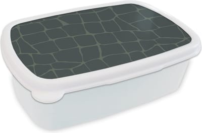 Broodtrommel Wit - Lunchbox - Brooddoos - Krokodil - Reptielen - Patronen - Grijs - 18x12x6 cm - Volwassenen