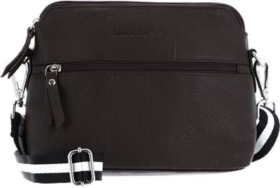 bruno banani Leren Schoudertas Crossbody Bag Brown Donkerbruin