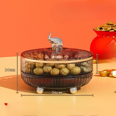Lentefestival Feestelijke Roterende Snoepdoos Huishoudelijke Meerlaagse Licht Luxe Opbergdoos voor Noten en Gedroogd Fruit Transparante Gedroogd Fruitdoos van Hoge Waarde no specification brown