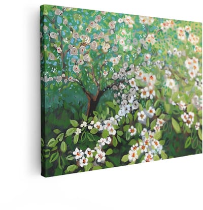 Artaza Canvas Schilderij Bloesem - 80x60 cm - Wanddecoratie Appelboom - Muurdecoratie Bloemen - Decoratie Natuur Woonkamer