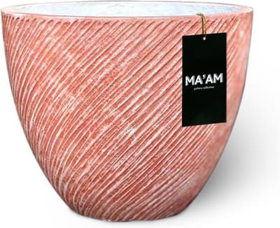 MA'AM Pottery Riley bloempot terracotta kleur D37x30 vorstbestendig golvend gestreept design