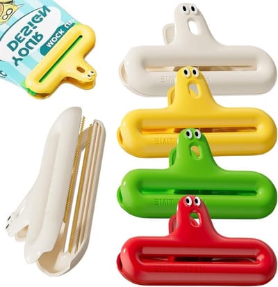 Kleurige Lock Clips, 4 Stuks Bag Clips met Hanggaatje, Veelzijdige Organisatie Clips voor Keuken, Kantoor en Huishouden (Tassen, Boeken, Verpakkingen)