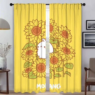 Keukengordijnen voor Slaapkamer Molang Woonkamer Gordijn Shades Halloween Decoratie Home Interieur Gordijnen 2 Stuks Scheidingswand W50xH70cmx2pcs-CL