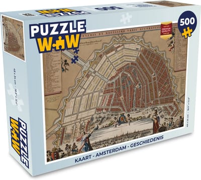 Puzzel Kaart - Amsterdam - Geschiedenis - Legpuzzel - Puzzel 500 stukjes
