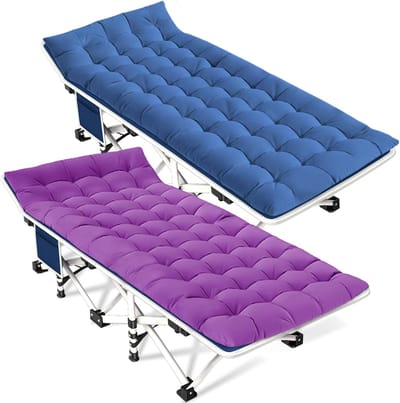 Set van 2 Campingbedden met Comfortabel Matras - Inklapbaar Logeerbed voor Vakantie en Gasten