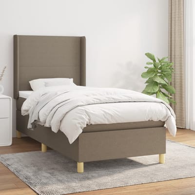 vidaXL - Boxspring - met - matras - stof - taupe - 90x190 - cm