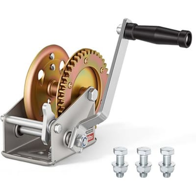 VEVOR handlier met een hefvermogen van 726 kg, handmatig te bedienen zonder touw, bootlier met tweewegratel en handslinger, hijsinstallatie met een overbrengingsverhouding van 4:1, gecoate handlier voor boottrailers.