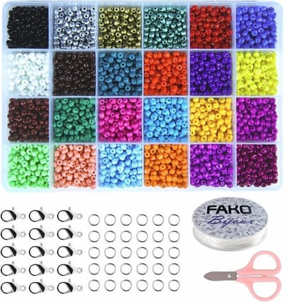 Fako Bijoux - DIY Kralen Set - Glas Zaad Kralen - Glaszaad - Glaskralen - Sieraden Maken - Hobby - Kralenset - Kralendoos - 4mm - 4800 Stuks