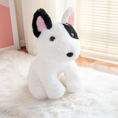 4050Cm Schattige Bull Terrier Pluche Speelgoed Zittende Houding Huisdier Hond Knuffeldier Speelgoed Slaapmaatje Kussen Kind Verjaardagscadeau 40x25x25cm white