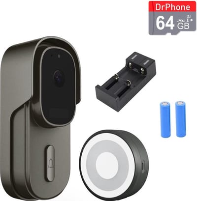 DrPhone LM4-D Slimme Video Deurbel met Binnenbel – Bekabelde Camera Deurbel met 64GB Opslag, App, Alexa & Google Assistant – Zwart