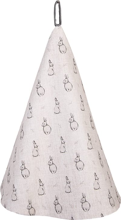 Clayre & Eef Theedoek Ø 80 cm Beige Grijs Katoen Konijn