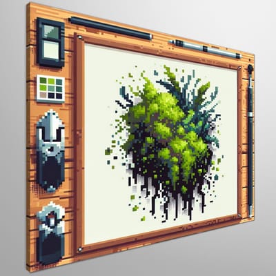 Pixel art mos schilderij | Prachtig pixelig portret van natuurlijke pracht: Mosachtige kunstcreatie | Kunst - 30x30 centimeter op Canvas | Foto op Canvas