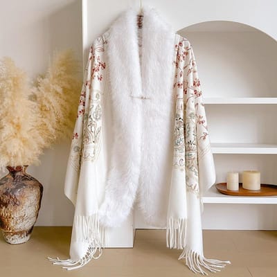 Châles Brodés Créateur Femme Foulard Hiver Femme Pashmina Fleur Bufandas Foulard Poncho Chaud Enveloppes Châles de Voyage 55x170cm gray