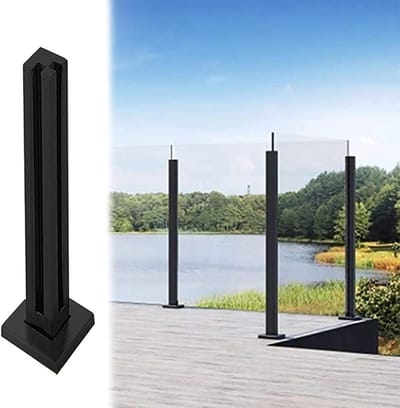 Balustradepaal Vierkant - Glaspaal Balkon - Veiligheid Creëren - Roestvrij Staal 304 - 145 cm Hoog - Zwart