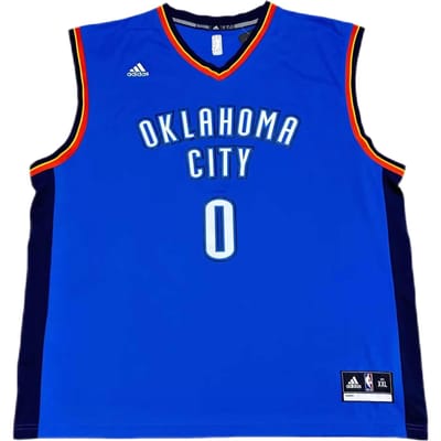 Adidas X NBA Samenwerking Oklahoma City Thunder Russell Westbrook 0 Uit V-Hals Mouwloos Basketbalshirt Unisex shirt Blauw 7818A-3CB-AEB1071 2XL blue