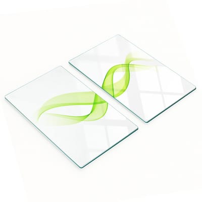 Set van twee decoratieve glazen keukenplanken met kleurrijke golven, 2x30x52 cm