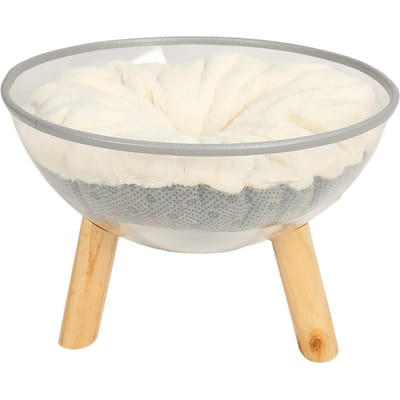Transparante Capsule Kattenmand Stabiel Veilig Duurzaam Stijlvol Hout Verhoogd Transparant Kattenbed met Kussen