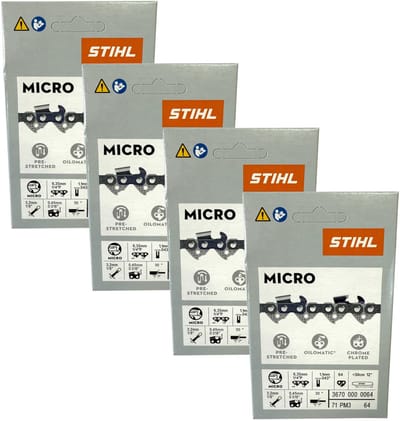 Stihl 4x 1/4" Picco Micro 3 (PM3) zaagketting 30 cm 1/4" P 1,1 mm 64 TG 4 stuks ( 4x 36700000064 )