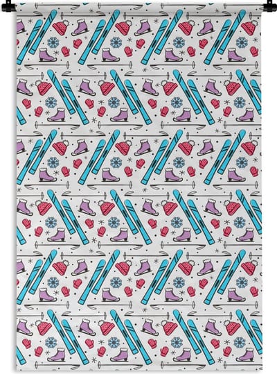Wandkleed - Wanddoek - Wintersport - Patronen - Schaatsen - 120x180 cm - Wandtapijt
