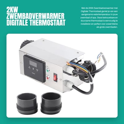 Dailygoods- Zwembadverwarmer 2KW - Digitale Thermostaat - Roestvrij Staal - Eenvoudige Installatie - Geschikt voor SPA/zwembaden - Duurzame prestaties - Zwembadthermostaat