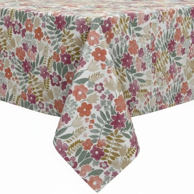Protecttable - Rond Tafelzeil Bloemenveld Paars ⌀138cm - Tafelkleed Afwasbaar - Kunststof