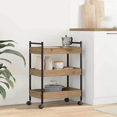 vidaXL - Keuken - Trolley - Artisan - Eiken - 50 - x - 30 - x - 70 - cm - Bewerkt - hout