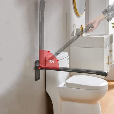Opvouwbare Wandbeugel - Badkamer Leuning - Veiligheid Thuis - Zichtbaar in Donker - 70 cm Lengte - Grijs Wit
