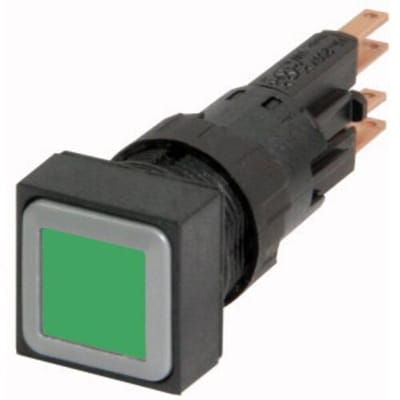 Eaton Q18LTR-GN/WB Druktoets Vierkant, Vergrendelbaar, 1 inbouwplaats, Verlicht, Kunststof frontring, Plat Knop Groen 1 stuk(s) Piece