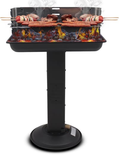 Muntel® Houtskoolbarbecue - Zuil barbecue - BBQ - Asopvangbak - Schuifregelaar - RVS - Zwart