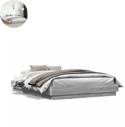 Vloerbed – Laag Bedframe – Minimalistisch Design – Stevig en Comfortabel – Geschikt voor Elke Slaapkamer - Grijs Sonoma Eiken
