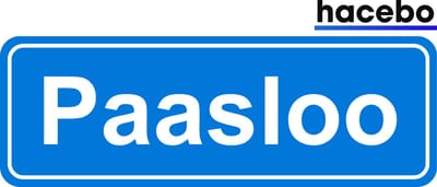 Hacebo - Plaatsnaam Sticker - 29x10 CM - Paasloo sticker - Verkeersborden sticker - grappige cadeaus - Paasloo