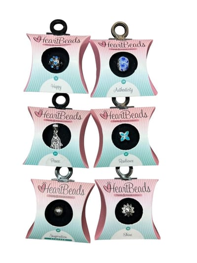 6x HeartBeads Bedel (5x Bedel + 1x Stopper) Blauw/Zilver