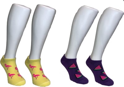 Hingly 2-pack enkel sokjes flamingo - meloen 3538