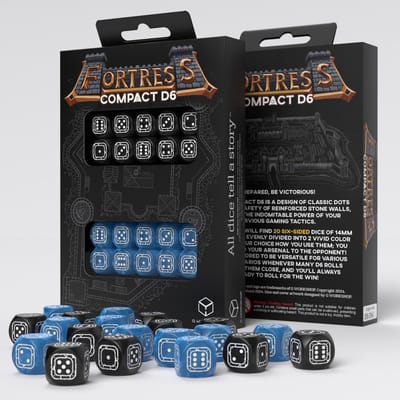 Fortress Compact D6 - Dobbelspel RPG - Voor 1 Speler - Veelvlakken Materiaal - 15x11x0.3 cm - Zwart Blauw
