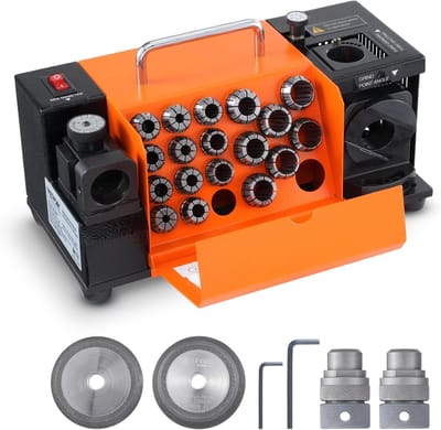 Borenslijper - 3-20 mm - Professionele Borenslijpmachine voor Metaalboren - 18 Spantangen - Inclusief CBN & SDC Slijpschijven - Verstelbare Punthoek 95°-135° - Voor HSS en Hardmetaal - Draagbare Boorslijper - Werkplaats - Slijpmachine