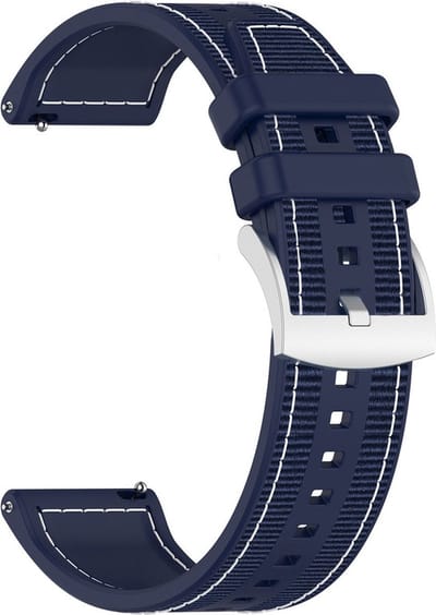 Hybride nylon-siliconen bandje - geschikt voor Huawei Watch GT Runner 2 / GT 2(e) 46 mm / GT 3 / 4 / 5 (Pro) 46 mm / Watch 3 (Pro) / Watch 4 (Pro) / GT 6 (PRO) 46mm - donkerblauw