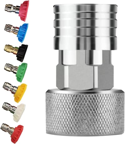 Hogedrukslangmondstuk - Verstelbare Sproeikop - Buiten Reinigen - 7 Sproeipatronen - 10 x 8 x 3 cm - Zilver