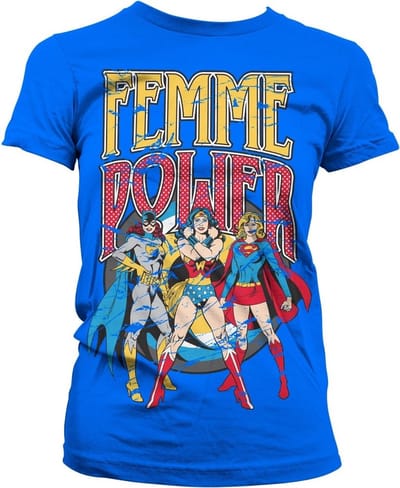 DC Comics Femme Power Girly T-shirt voor dames, blauw