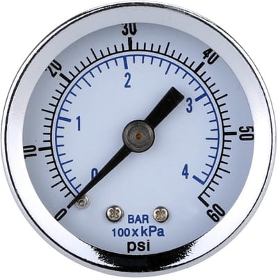 1/8  BSPT Luchtcompressor Hydraulische Manometer 0-60 PSI Achtermontage 40mm Wijzerplaat zwart/zilver