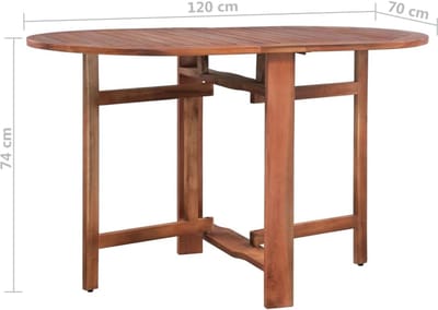Tuintafel Ovaal - Buiten Eettafel - Terras Ontspanning - Opvouwbaar Massief Hout - 120x70x74cm - Bruin