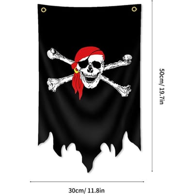 30x50cm Jolly Roger Drapeau Pirate Noir Blackjack Drapeau Bannière Imprimée en Polyester Tapisserie Jack Rackham Crâne Os Drapeaux Décoration Halloween 30 x 50cm